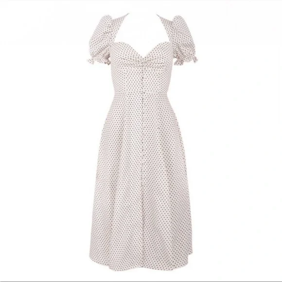 RARE HOUSE OF CB 'Ellery' Polka Dot Puff Sleeve Midi Sundress NWOT - Picture 6 of 11